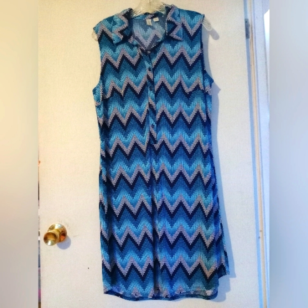 TACERA Chevron Print Sleeveless Dress Sz. Large
